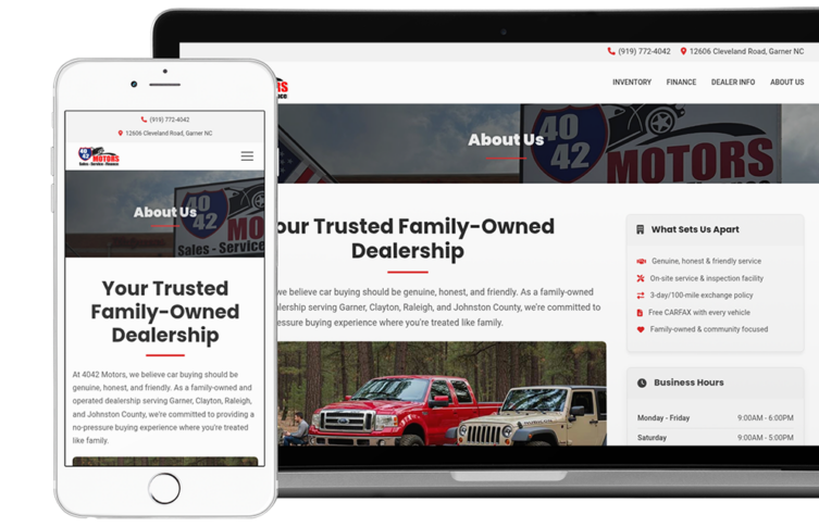 A KGI car dealer website on desktop and phone