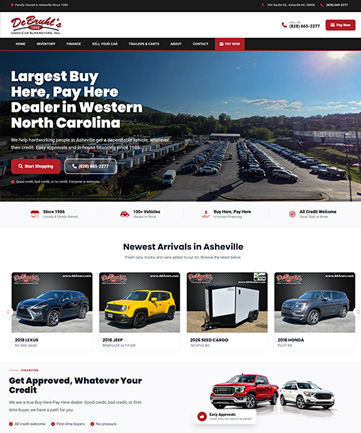 DeBruhl's Used Car Superstore website built by KGI