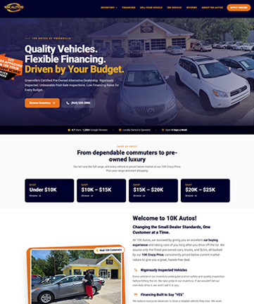 10K Autos website built by KGI