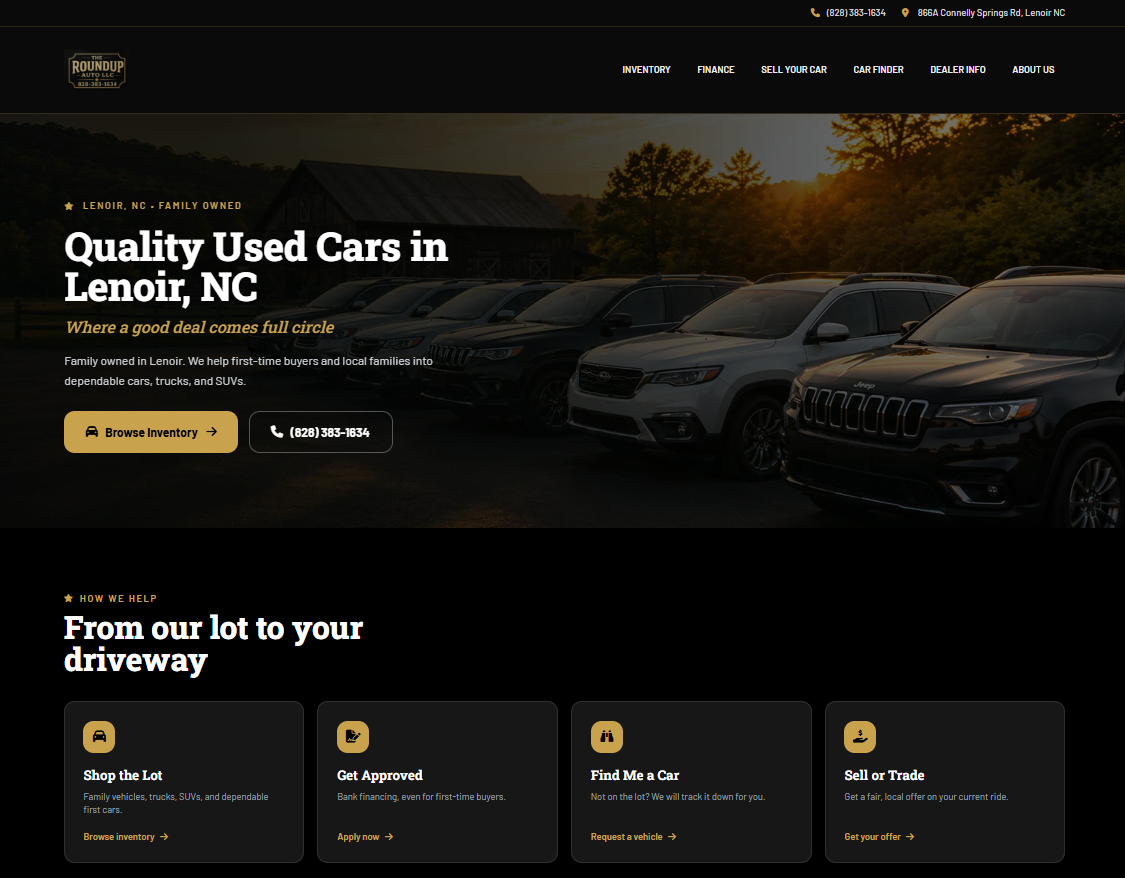 The Roundup Auto website built by KGI