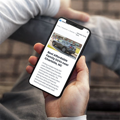 A North Carolina car shopper searching for SUVs on UsedNC.com from their phone