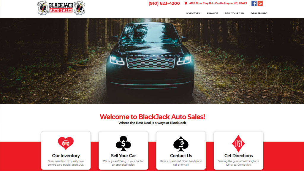 Blackjack Auto Sales website