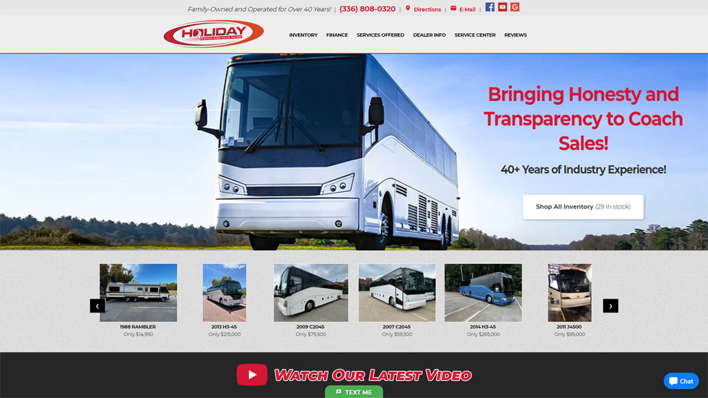 Holiday Motors website