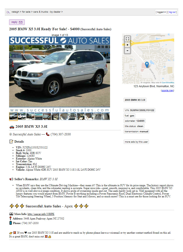 Craigslist car dealer ad posting tool
