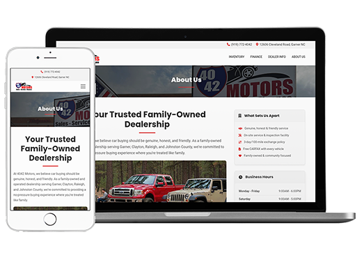 A KGI dealer website on desktop and mobile